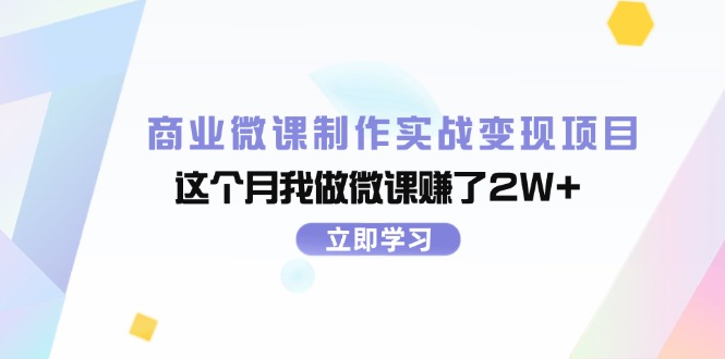 （11959期）商业微课制作实战变现项目，这个月我做微课赚了2W+-智创网