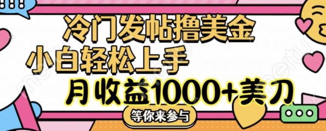 冷门发帖撸美金项目，月收益1000+美金，简单无脑，干就完了【揭秘】-智创网