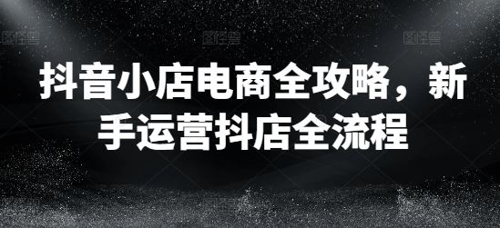 抖音小店电商全攻略，新手运营抖店全流程-智创网