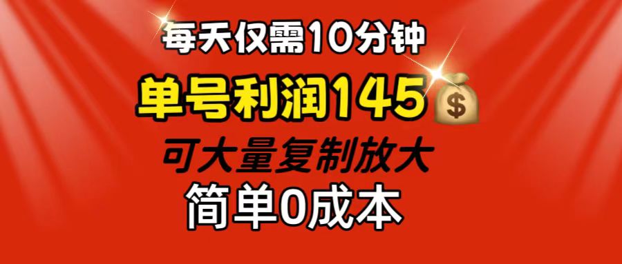 （12027期）每天仅需10分钟，单号利润145 可复制放大 简单0成本-智创网