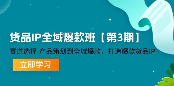货品IP全域爆款班【第3期】赛道选择、产品策划到全域爆款，打造爆款货品IP-智创网