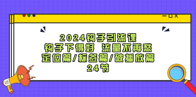 2024钩子引流课：钩子下得好流量不再愁，定位篇/标签篇/破播放篇/24节-智创网