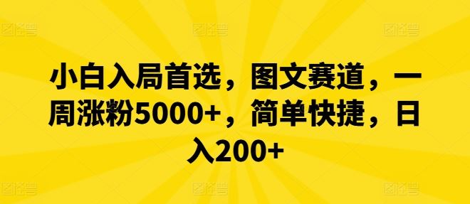 小白入局首选，图文赛道，一周涨粉5000+，简单快捷，日入200+-智创网