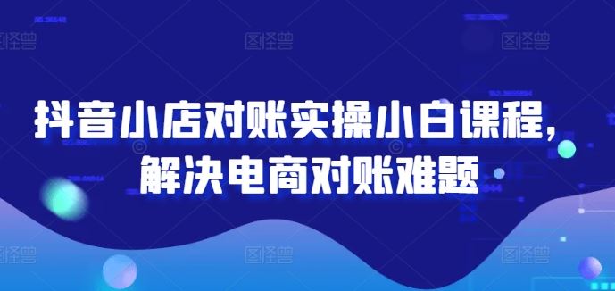 抖音小店对账实操小白课程，解决电商对账难题-智创网