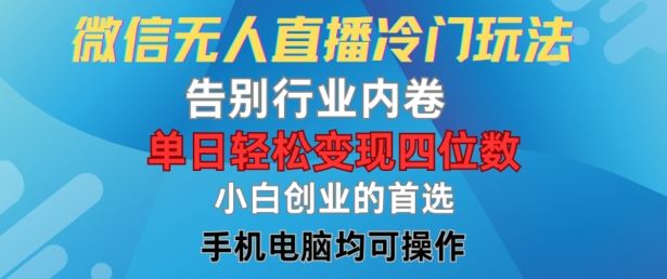 微信无人直播冷门玩法，告别行业内卷，单日轻松变现四位数，小白的创业首选【揭秘】-智创网
