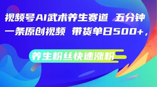 视频号AI武术养生赛道，五分钟一条原创视频，带货单日几张，养生粉丝快速涨粉【揭秘】-智创网