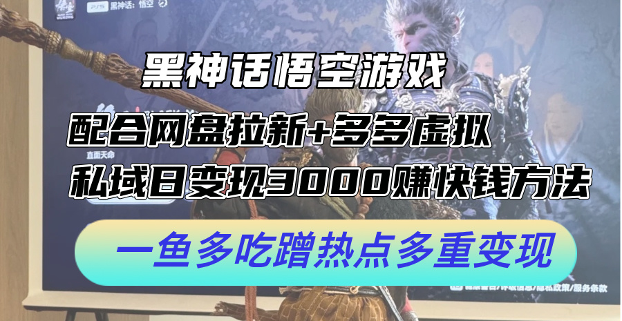 （12316期）黑神话悟空游戏配合网盘拉新+多多虚拟+私域日变现3000+赚快钱方法。…-智创网