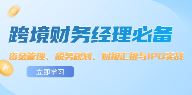 （12323期）跨境 财务经理必备：资金管理、税务规划、财报汇报与IPO实战-智创网