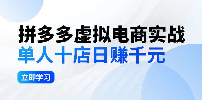 （12326期）拼多多虚拟电商实战：单人10店日赚千元，深耕老项目，稳定盈利不求风口-智创网