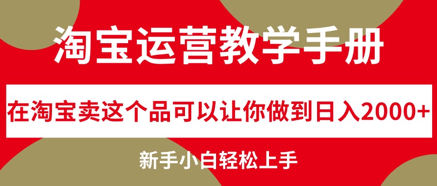 （12351期）淘宝运营教学手册，在淘宝卖这个品可以让你做到日入2000+，新手小白轻…-智创网
