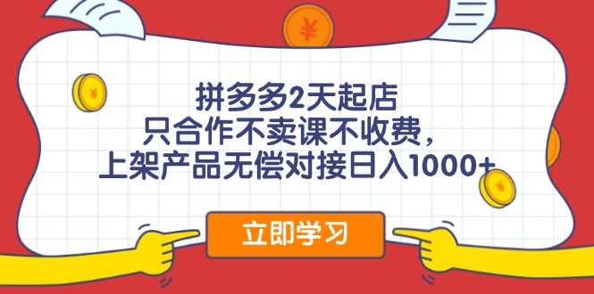 （12356期）拼多多0成本开店，只合作不卖课不收费，0成本尝试，日赚千元+-智创网