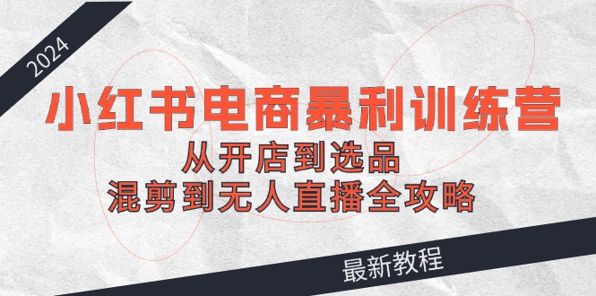 2024小红书电商暴利训练营：从开店到选品，混剪到无人直播全攻略-智创网
