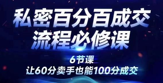 私密百分百成交流程线上训练营，绝对成交，让60分卖手也能100分成交-智创网