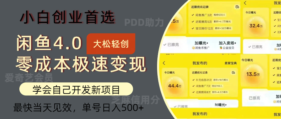 （12434期）闲鱼0成本极速变现项目，多种变现方式 单号日入500+最新玩法-智创网
