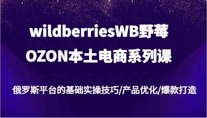 wildberriesWB野莓/OZON本土电商系列课，俄罗斯平台的基础实操技巧/产品优化/爆款打造-智创网