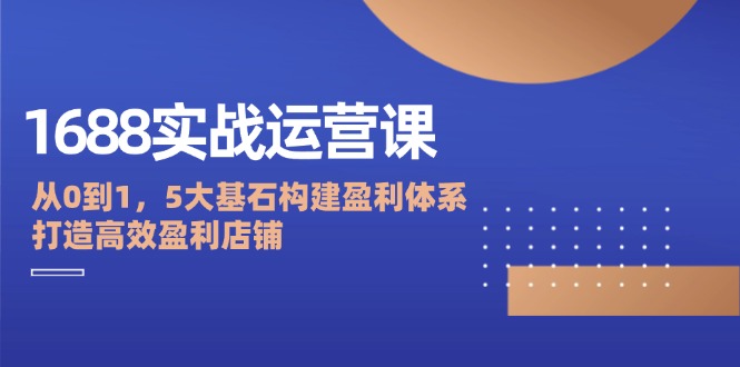 （12482期）1688实战运营课：从0到1，5大基石构建盈利体系，打造高效盈利店铺-智创网
