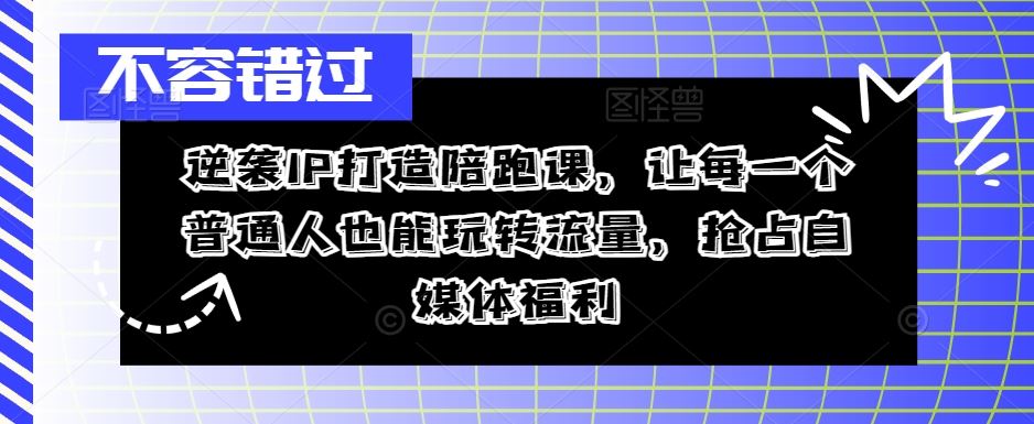 逆袭IP打造陪跑课，让每一个普通人也能玩转流量，抢占自媒体福利-智创网