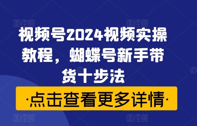 视频号2024视频实操教程，蝴蝶号新手带货十步法-智创网