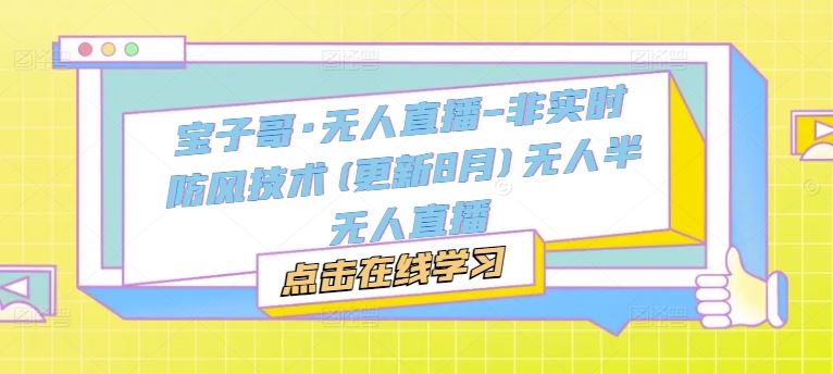 宝子哥·无人直播-非实时防风技术(更新9月)无人半无人直播-智创网