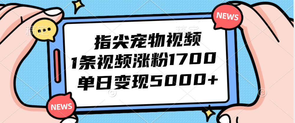 （12549期）指尖宠物视频，1条视频涨粉1700，单日变现5000+-智创网