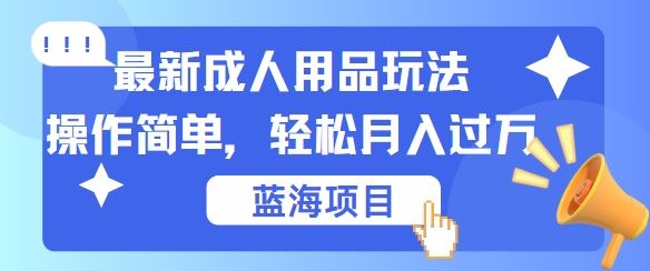 最新成人用品项目玩法，操作简单，动动手，轻松日入几张【揭秘】-智创网