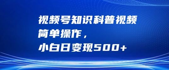 视频号知识科普视频，简单操作，小白日变现500+【揭秘】-智创网