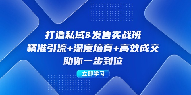 （12642期）打造私域&发售实操班：精准引流+深度培育+高效成交，助你一步到位-智创网