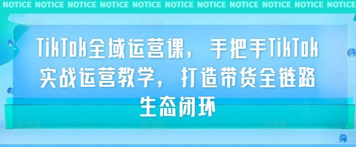 TikTok全域运营课，手把手TikTok实战运营教学，打造带货全链路生态闭环-智创网