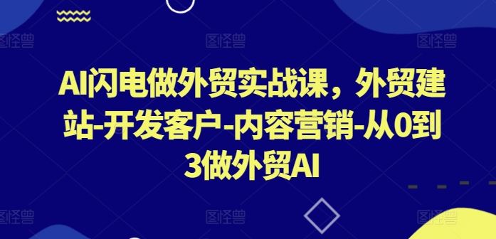 AI闪电做外贸实战课，​外贸建站-开发客户-内容营销-从0到3做外贸AI（更新）-智创网