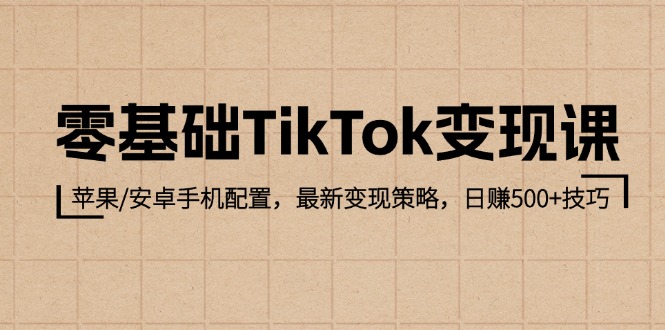 （12723期）零基础TikTok变现课：苹果/安卓手机配置，最新变现策略，日赚500+技巧-智创网