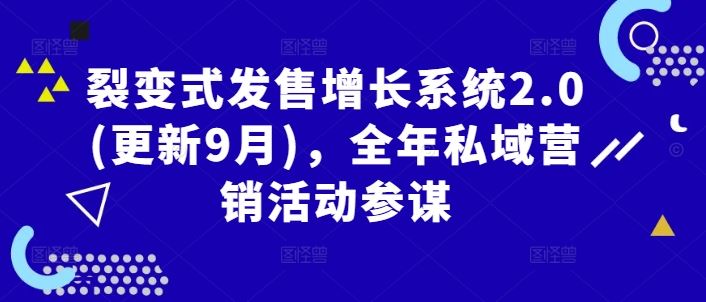 裂变式发售增长系统2.0(更新9月)，全年私域营销活动参谋-智创网