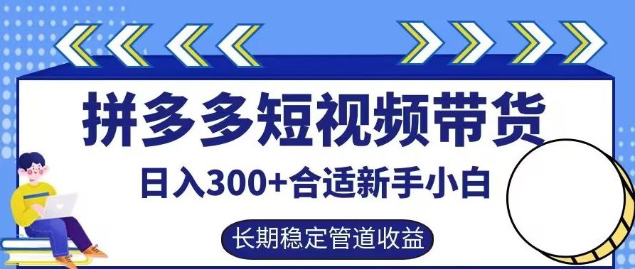 拼多多短视频带货日入300+有长期稳定被动收益，合适新手小白【揭秘】-智创网
