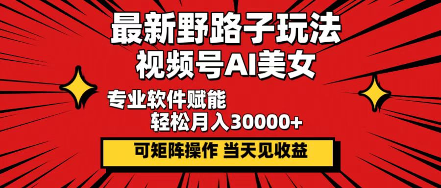 （12798期）最新野路子玩法，视频号AI美女，当天见收益，轻松月入30000＋-智创网