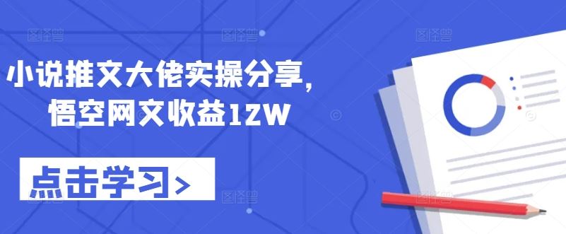 小说推文大佬实操分享，悟空网文收益12W-智创网