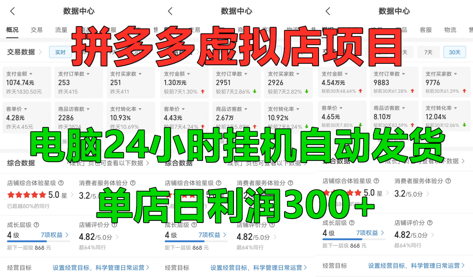 拼多多虚拟店铺项目，电脑挂机自动发货，单店日利润300+-智创网