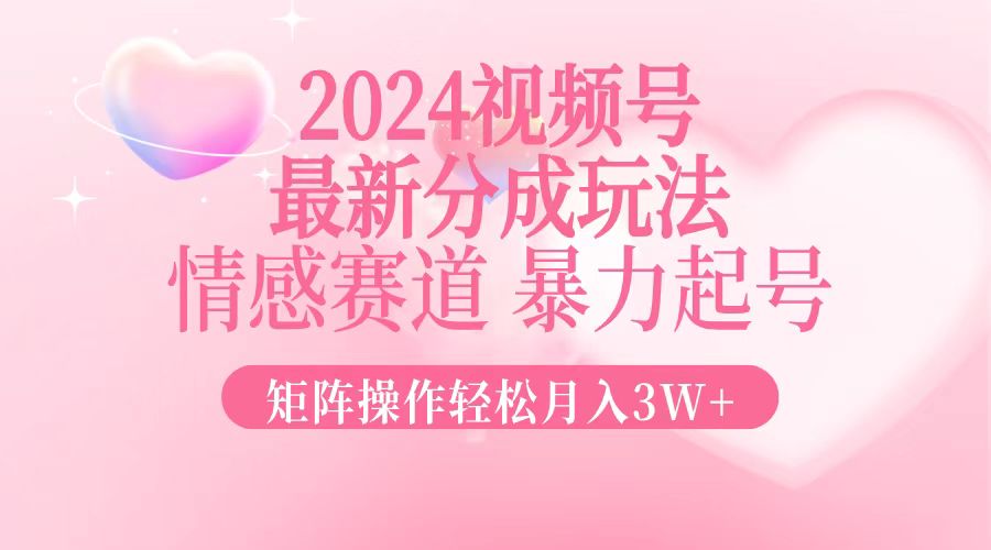 （12922期）2024最新视频号分成玩法，情感赛道，暴力起号，矩阵操作轻松月入3W+-智创网