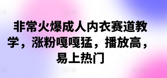 非常火爆成人内衣赛道教学，​涨粉嘎嘎猛，播放高，易上热门-智创网
