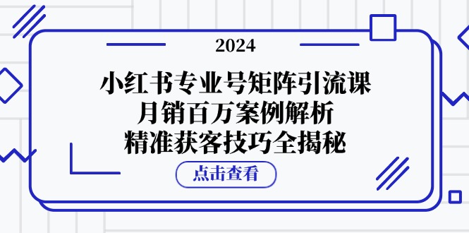 （12943期）小红书专业号矩阵引流课，月销百万案例解析，精准获客技巧全揭秘-智创网