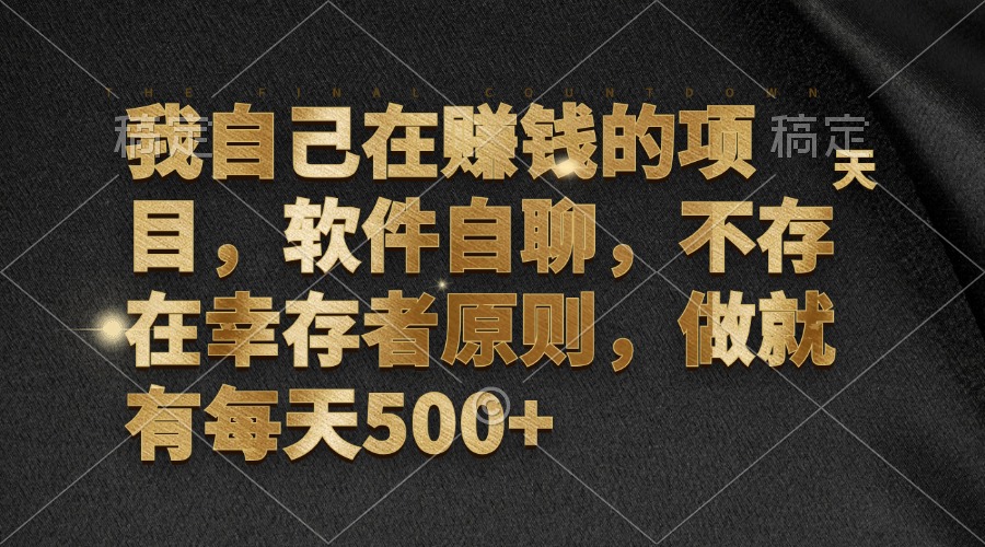 （12956期）我自己在赚钱的项目，软件自聊，不存在幸存者原则，做就有每天500+-智创网