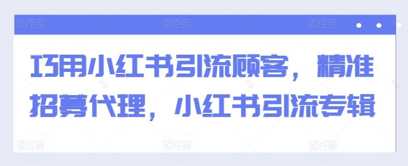 巧用小红书引流顾客，精准招募代理，小红书引流专辑-智创网