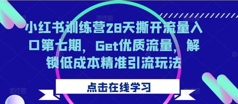 小红书训练营28天撕开流量入口第七期，Get优质流量，解锁低成本精准引流玩法-智创网