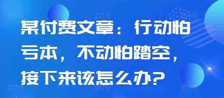某付费文章：行动怕亏本，不动怕踏空，接下来该怎么办?-智创网