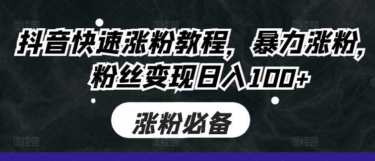 抖音快速涨粉教程，暴力涨粉，粉丝变现日入100+-智创网