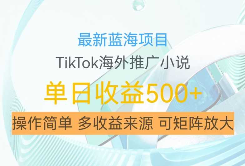 最新蓝海项目，利用tiktok海外推广小说赚钱佣金，简单易学，日入500+，可矩阵放大【揭秘】-智创网