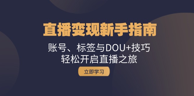 （13070期）直播变现新手指南：账号、标签与DOU+技巧，轻松开启直播之旅-智创网