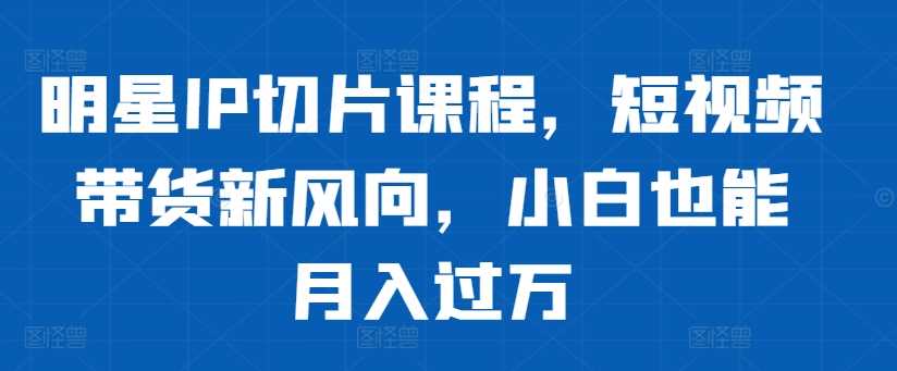 明星IP切片课程，短视频带货新风向，小白也能月入过万-智创网