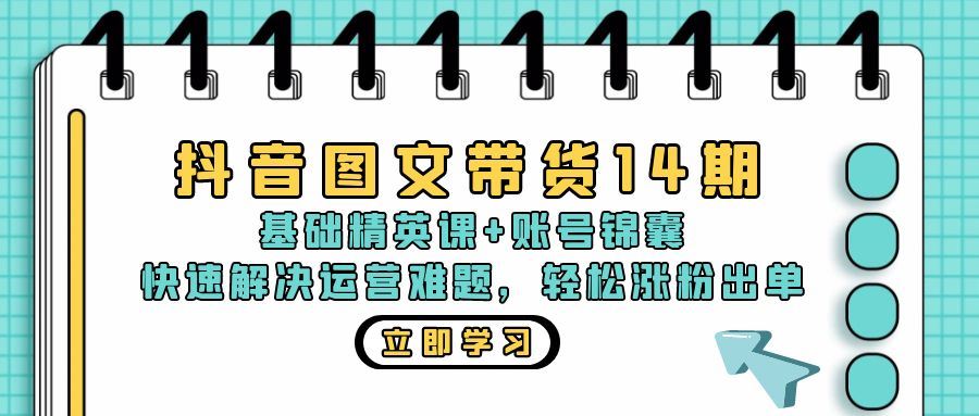 （13107期）抖音 图文带货14期：基础精英课+账号锦囊，快速解决运营难题 轻松涨粉出单-智创网