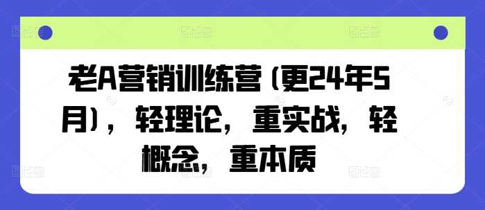 老A营销训练营(更24年10月)，轻理论，重实战，轻概念，重本质-智创网