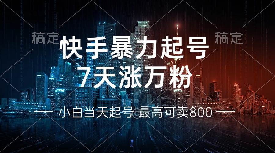 （13142期）快手暴力起号，7天涨万粉，小白当天起号 多种变现方式，账号回收，单月…-智创网