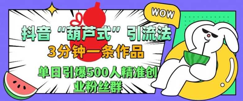 抖音葫芦式引流法，三分钟一条作品，单日引爆抖音500人精准创业粉丝群【揭秘】-智创网